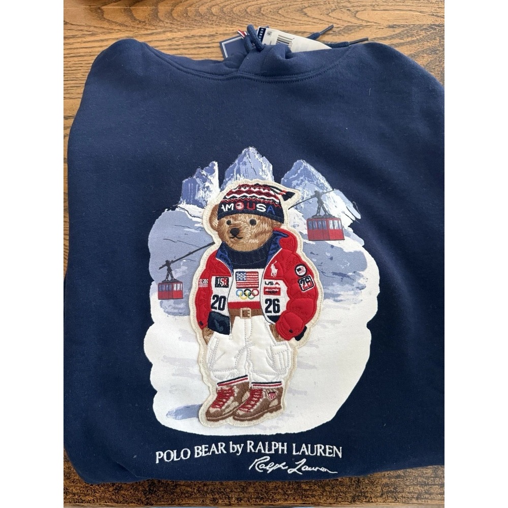 Polo Ralph Lauren Team USA Polo Bear 2026 Milano Olympic Village Hoodie Size S